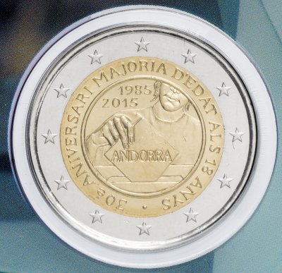 купить Андорра 2 евро 2015 "30 лет реформе избирательного права", в блистере