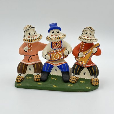 купить Игрушка каргопольская "Три певца", глина, роспись, Россия, 1980-2000 гг.
