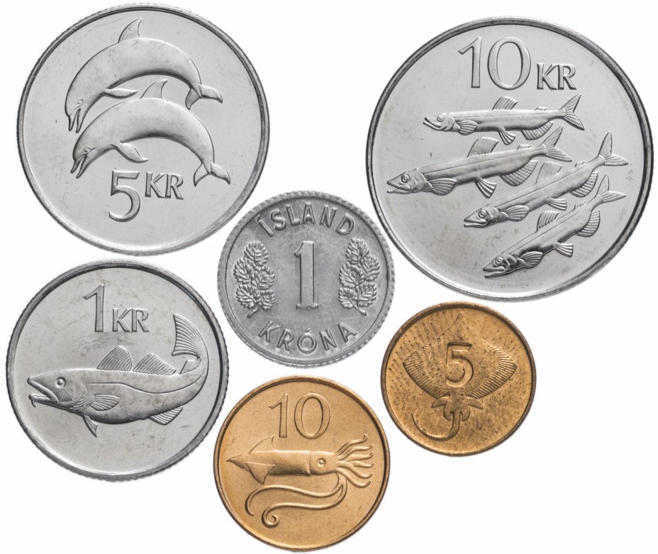 купить Исландия набор 6 монет 1976-1999