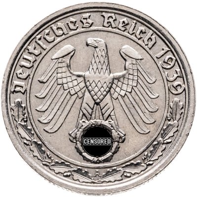 купить Германия (Третий Рейх) 50 рейхспфеннигов (reichspfennig) 1939, знак монетного двора J -Гамбург