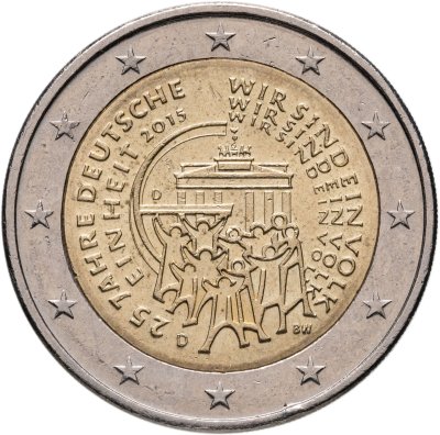 купить Германия 2 евро (euro) 2015 D 25 лет объединению Германии