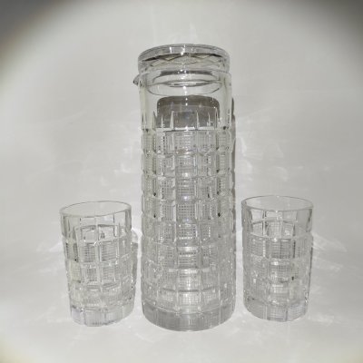 купить Прибор для воды (кувшин) на две персоны "Холодок", автор Л.О. Юрген, стекло, Ленинградский завод художественного стекла (ЛЗХС), СССР, 1960-1980 гг.