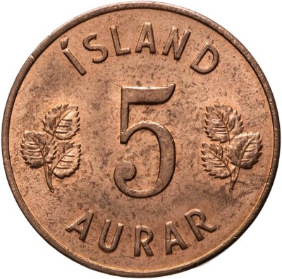 купить Исландия 5 эйре (aurar) 1965