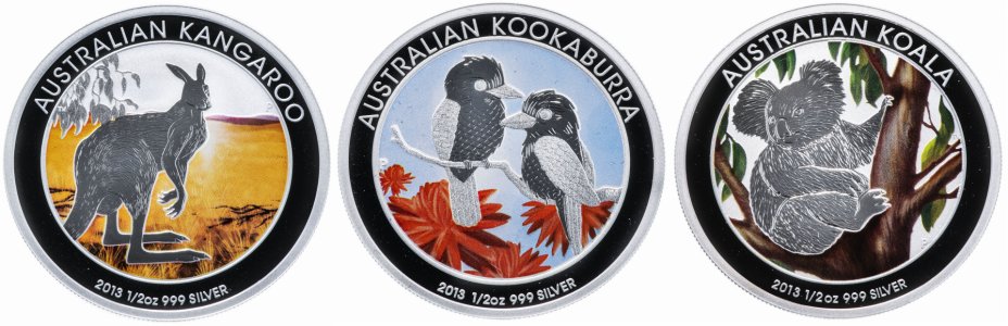 купить Австралия 50 центов 2013 набор из 3х монет "Австралийский аутбэк" в подарочном футляре с сертификатом