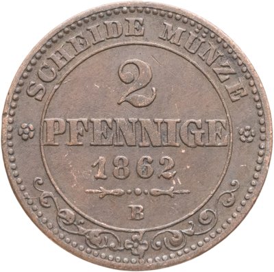 купить Германия, Саксония 2 пфеннига 1862
