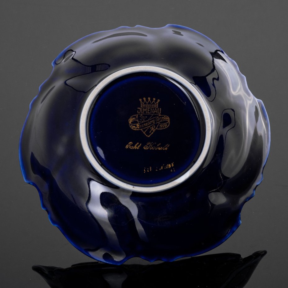 Блюдо миниатюрное, украшенное цветочным узором, фарфор, кобальт ...