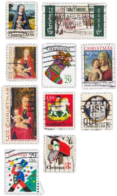 купить США набор из 10 марок "Новый год и Рождество"