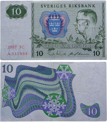 купить Швеция 10 крон 1987
