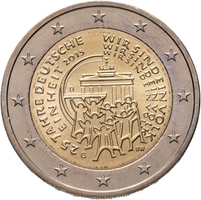 купить Германия 2 евро (euro) 2015 G "25 лет объединению Германии"