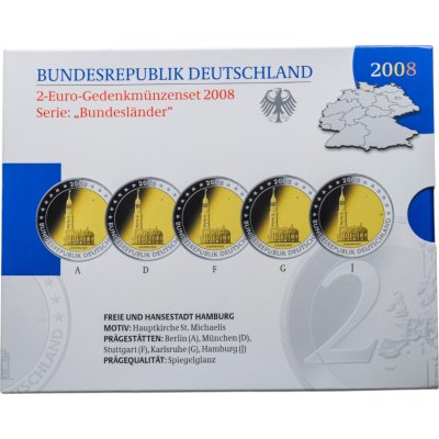 купить Германия Набор евромонет 2 евро (5шт) Федеральные земли Германии. С 2008 по 2017 год. (10 наборов)