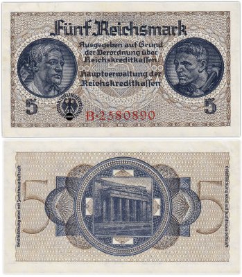 купить Германия 5 рейхсмарок (reichsmark) 1940-1945 "Немецкие оккупационные территории"