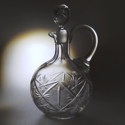 купить Штоф с растительным рельефным декором, стекло, резьба, СССР, 1970-1990 гг.