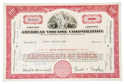 Купить Акция США AMERICAN VISCOSE CORPORATION 1961 г.