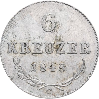 купить Австрия 6 крейцеров (kreuzer) 1848 Знак монетного двора "C" - Прага