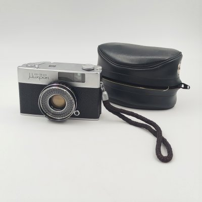 купить Фотоаппарат "Микрон", с оригинальным чехлом, коробкой и документами, металл, пластик, стекло, картон, бумага, печать, Харьковский машиностроительный завод им. Дзержинского (ФЭД), СССР, 1975 г.