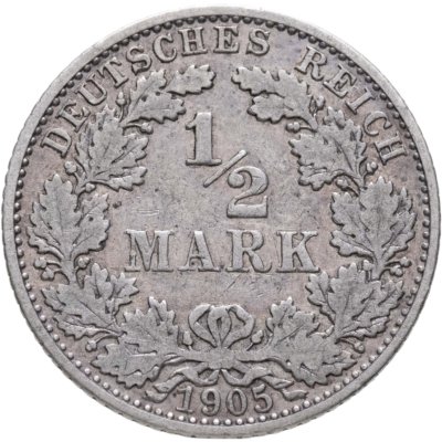 купить Германия 1/2 марки (mark) 1905 A знак монетного двора: "A" - Берлин