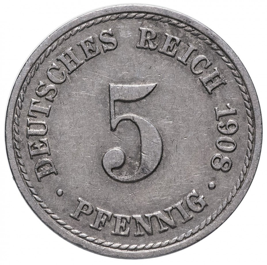 купить Германия 5 рейх пфеннигов 1908 "A"