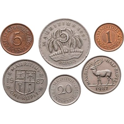 купить Маврикий полный годовой набор монет 1987 (6 штук)