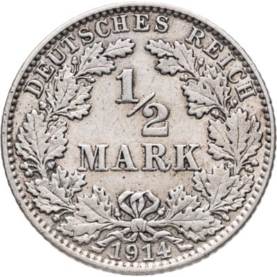 купить Германия 1/2 марки (mark) 1914 Знак монетного двора: "J" - Гамбург