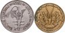 Купить Западная африка набор из 2 монет 10 и 100 франков 1969