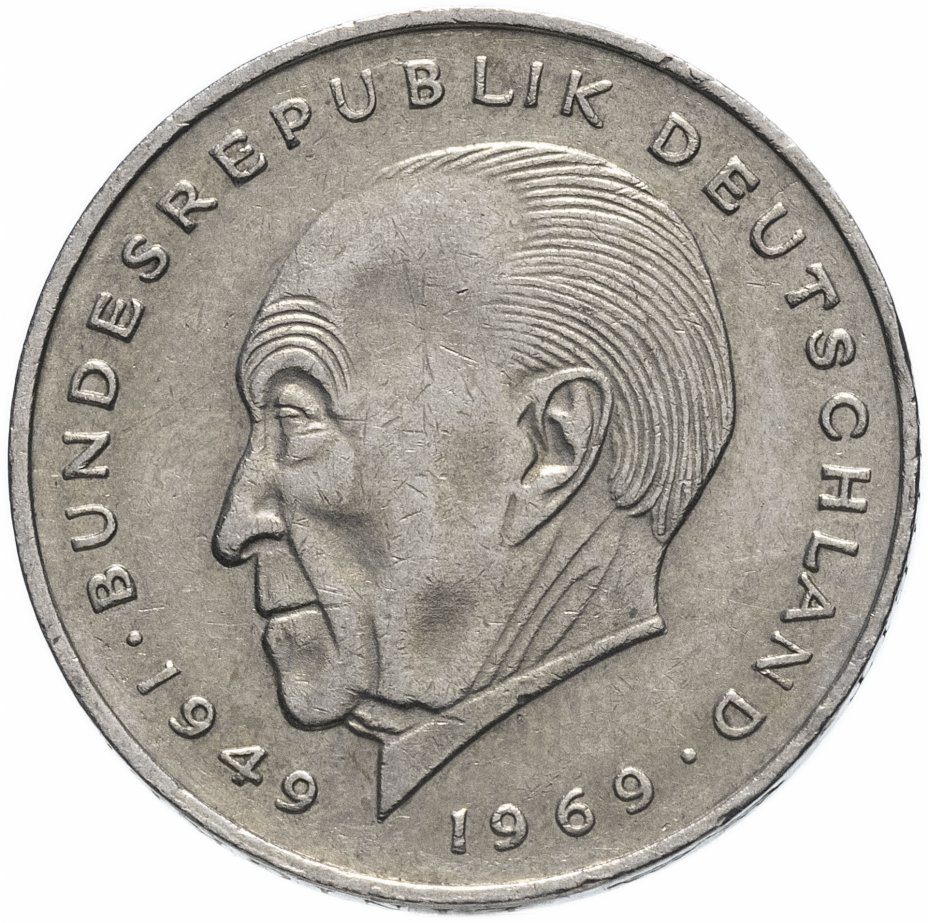 купить Германия 2 марки 1969-1987 "Конрад Аденауэр, 20 лет Федеративной Республике (1949-1969)"