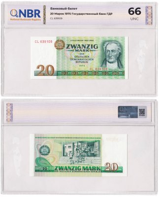 купить Германия 20 марок 1975 в слабе NBR UNC 66