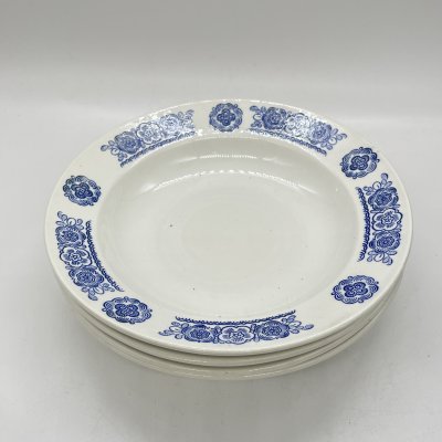 купить Набор из 4 суповых тарелок с цветочным декором, фаянс, деколь, Конаковский фаянсовый завод им. М.И. Калинина (ЗиК Конаково), СССР, 1960-1990 гг.