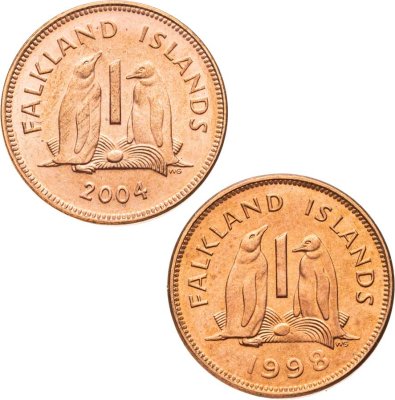 купить Фолклендские острова набор из 2 монет 1 пенни (penny) 1998-2004