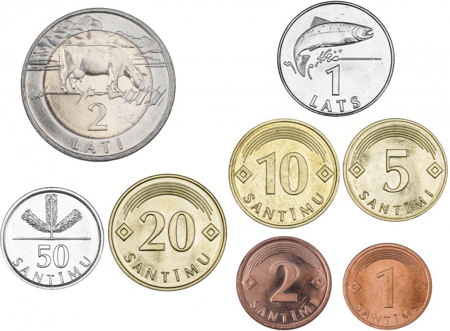 купить Набор монет Латвии 1992-2009гг (8 штук)