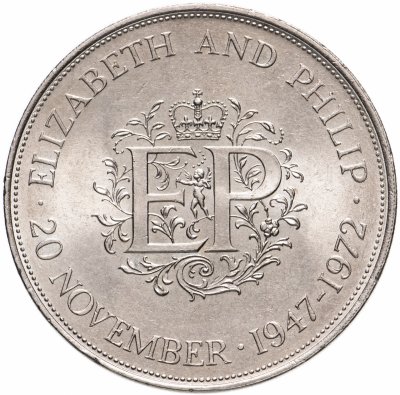 купить Великобритания 1 крона 1972 "Королевская серебряная свадьба"