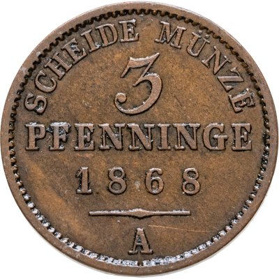 купить Германия, Пруссия 3 пфеннинга 1868 А