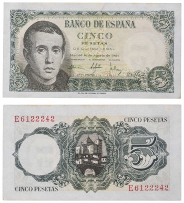 купить Испания 5 песет 1951 (Pick 140)