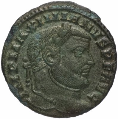 Купить Римская Империя Максимиан Геркулий 285–305 гг фоллис (реверс: Гений стоит, в руках - патера и рог изобилия)