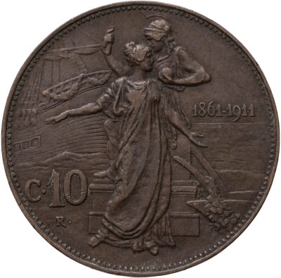 купить Италия 10 чентезимо (centesimi) 1911 "50 лет Королевству"