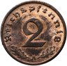 Купить Германия, Третий рейх 2 рейхспфеннига (reichspfennig) 1937, знак монетного двора: "A" - Берлин