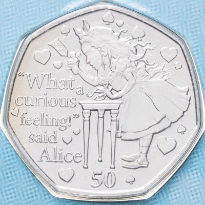 купить Остров Мэн 50 пенсов 2021 Приключения Алисы в Стране чудес - Алиса "What a curious feeling" в коинкарте