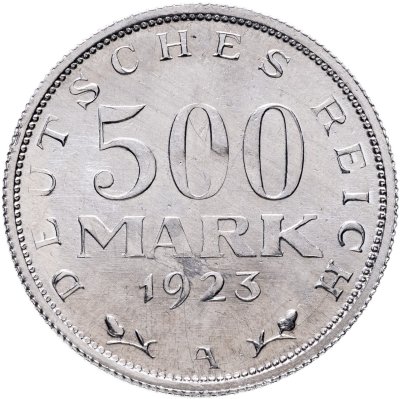 купить Германия 500 марок (mark) 1923, знак монетного двора "A" — Берлин