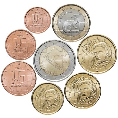 купить Хорватия набор из 8 монет евро 2023 "1 выпуск евро монет Хорватии"