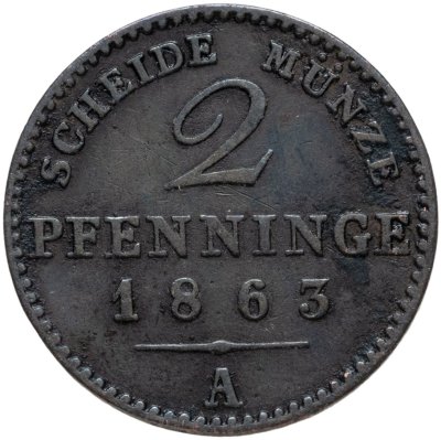 купить Пруссия 2 пфеннига 1865