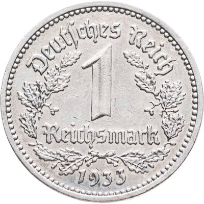 купить Германия, Третий Рейх 1 рейхсмарка 1933, знак монетного двора: "E"