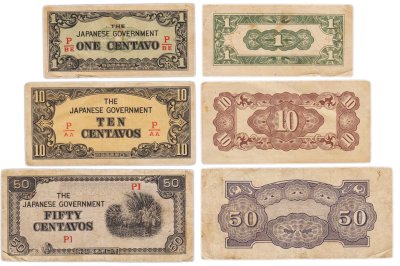 купить Филиппины (Японская оккупация) набор из 3 банкнот 1, 10, 50 сентаво 1942
