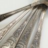 Купить Набор из 5-ти столовых ложек с флоральным декором (в подборе), мНЦ (медь-никель-цинк), Кольчугинский завод цветных металлов, СССР, 1930-1950 гг.
