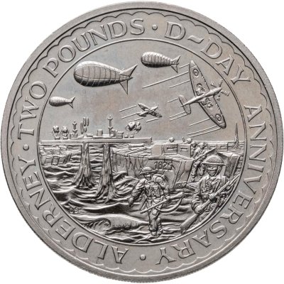 купить Олдерни 2 фунта (pounds) 1994 "50 лет высадке в Нормандии"