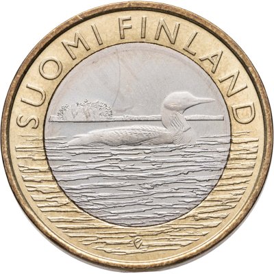 купить Финляндия 5 евро 2014 "Животные провинции Савония - Гагара"