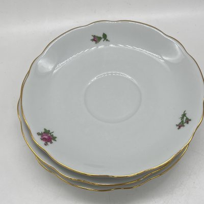 купить Набор из 3 блюдец с цветочным декором, фарфор, деколь, золочение, Colditz (Кольдиц), ГДР, 1950-1980 гг.