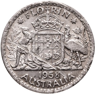 купить Австралия 1 флорин (2 шиллинга, shillings) 1958
