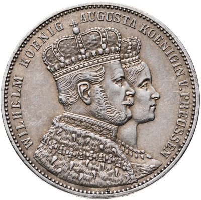 купить Германия, Пруссия 1 союзный талер (vereinstaler) 1861 "Коронация Вильгельма I и Августы"