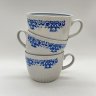 Купить Набор из 3-х чайных чашек с флористическим декором, фарфор, Дмитровский фарфоровый завод (ДФЗ Вербилки), СССР, 1965-1991 гг.