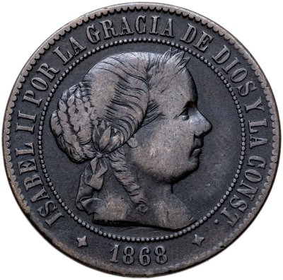 купить Испания 5 сентимо (centimos) 1868 Хубия