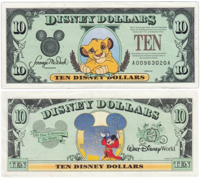 купить США 10 Дисней долларов 1997 серия АА в конверте